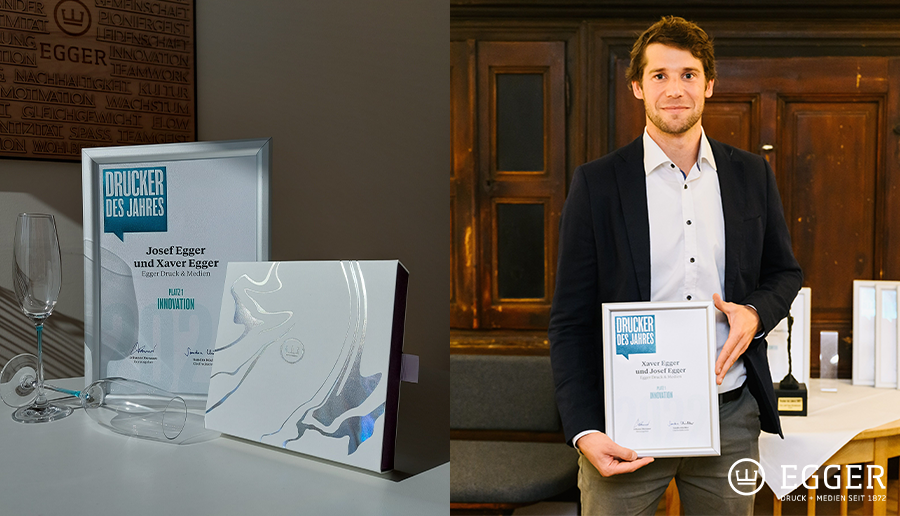 Xaver Egger nimmt Auszeichnung als Drucker des Jahres entgegen