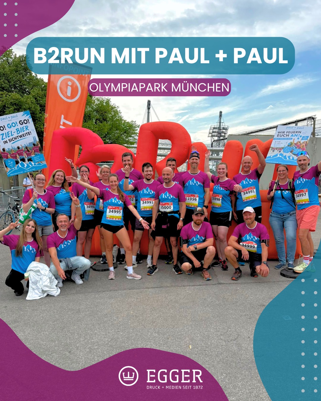 Gemeinsam ins Ziel – ein rundum gelungener Laufabend! 🏁
Gemeinsam mit unserem Partner paul + paul waren wir beim #B2Run im Münchner #Olympiapark am Start – und schon unsere neuen Teamshirts haben gezeigt: Hier wächst zusammen, was zusammengehört. 🤝
Alle sind erfolgreich ins Ziel gekommen, das Wetter hat doch noch perfekt mitgespielt und die Stimmung war einfach großartig.
Besonders schön: Unsere Kolleginnen und Kollegen haben uns entlang der Strecke lautstark angefeuert – sogar mit selbst hergestellten Schildern, die für extra Motivation gesorgt haben! 📣
Ein riesiges Dankeschön an alle, die mitgelaufen, angefeuert und diesen Abend so besonders gemacht haben! 💪
#Firmenlauf #B2RunMünchen #paulundpaul