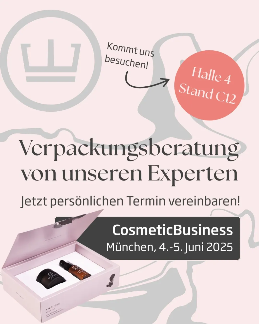 Was ist euch bei einem Messebesuch besonders wichtig?
Neue Inspirationen, interessante Kontakte oder der persönliche Austausch?
Bei uns bekommt ihr von allem etwas:
✔️ Eine große Auswahl an Best Practice-Beispielen
✔️ Unser Team vor Ort – trefft die Menschen, die Ihr bisher vielleicht nur über Emails oder vom Telefon kennt
✔️ Individuelle Beratung zu euren Verpackungsprojekten von unseren Experten
Sichert euch vorab euren Wunschtermin für ein persönliches Gespräch 👉 https://calendly.com/madika/cosmeticbusiness
Wir freuen uns darauf, Euch kennenzulernen und gemeinsam Verpackungslösungen für eure Produkte zu entwickeln!
Wir sehen uns 📍 im MOC München, Halle 4 / Stand C12