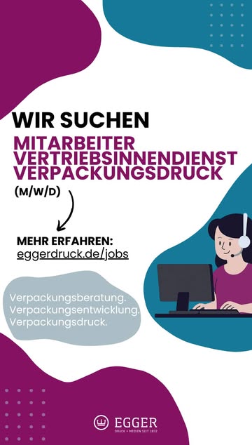 Dein neuer Job bei EGGER Druck + Medien?💼
Wir suchen einen Mitarbeiter im Vertriebsinnendienst Verpackungsdruck (m/w/d) in Vollzeit.
Kurz & knapp:
⚖️ Auftragsmanagement & Kalkulation
💻 Projektkoordination zwischen Konstruktion, Produktion & Partnern
📞 Technische Kundenberatung
💡 Erfahrung im Projektmanagement oder (Verpackungs-)Druck
🏝️ Unbefristet, flexible Arbeitszeiten, 30 Tage Urlaub und viele weitere Benefits
Alle Infos & Bewerbung: eggerdruck.de/jobs
#Vertrieb #Verpackungsdruck #Innendienst #Jobs #LandsbergAmLech #EGGER #eggerdruck