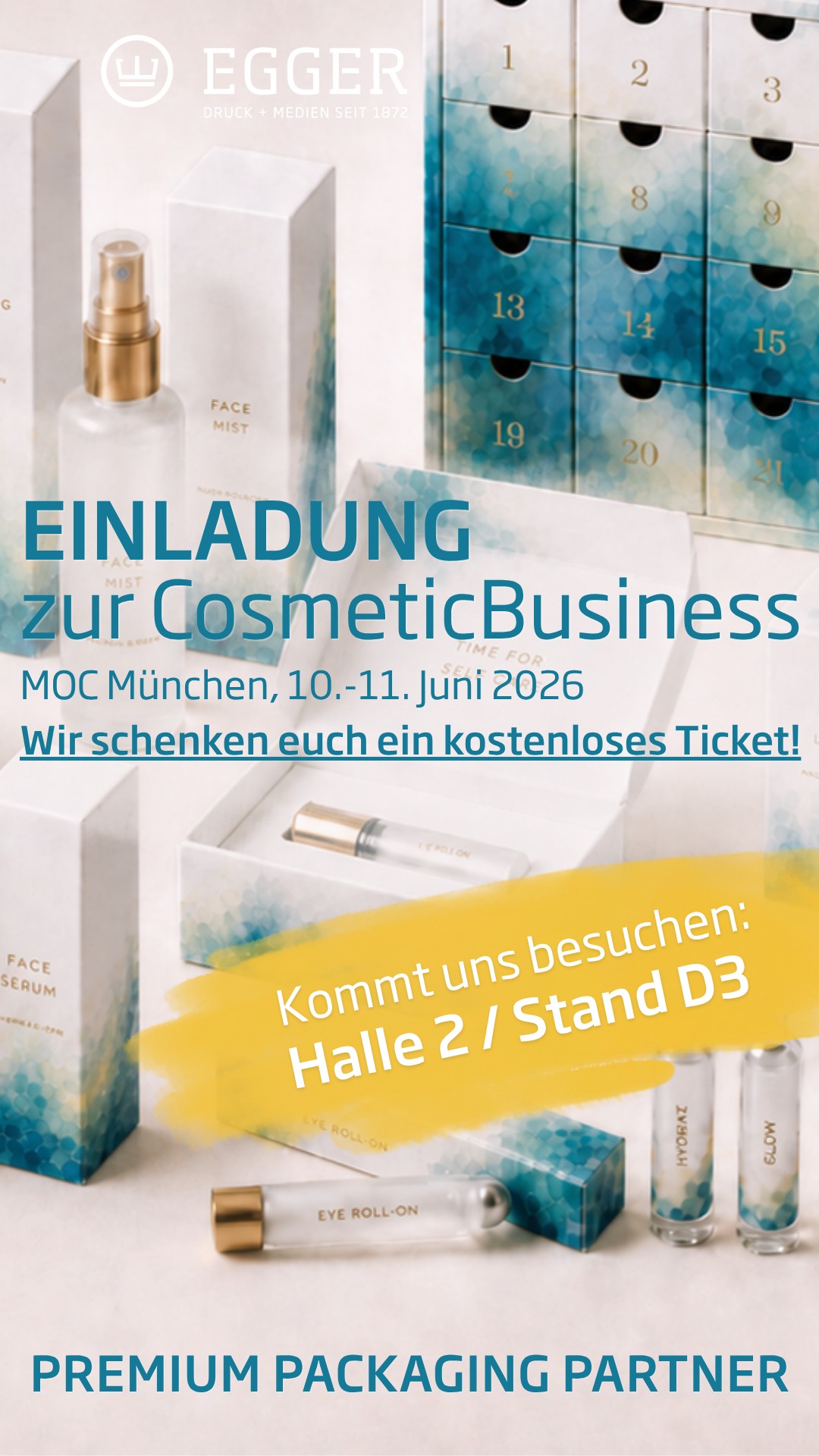 Dein Kosmetikprodukt verdient ein Packaging, das im Regal genauso überzeugt wie in der Hand. ✨
Wir sind am 10. & 11. Juni 2026 auf der #CosmeticBusiness in München und zeigen Dir, was bei individuellen Kosmetikverpackungen möglich ist – von hochwertigen Faltschachteln über edle Hohlwandschachteln bis hin zu individuellen Adventskalendern und Produktsets.
Du planst Deinen Messebesuch? Dann sichere Dir direkt Deinen persönlichen Beratungstermin mit unseren Verpackungsexperten am Stand.
📍 Halle 2 / Stand D3
📅 10.–11. Juni 2026
🎟️ Kostenloses Messeticket mit unserem Gutscheincode: CB26#Hello
Vereinbare jetzt Deinen Wunschtermin – wir freuen uns auf Dich auf der CosmeticBusiness!
🔗calendly.com/madika/cosmeticbusiness
#CosmeticBusiness2026 #Kosmetikverpackung #PackagingDesign #Verpackungsdruck